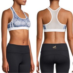 Roberto Cavalli White and Blue snake Patterned Sports Bra size medium